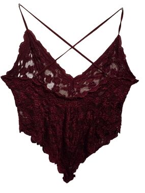 Lace V-Neck Strappy Chemise in Wine